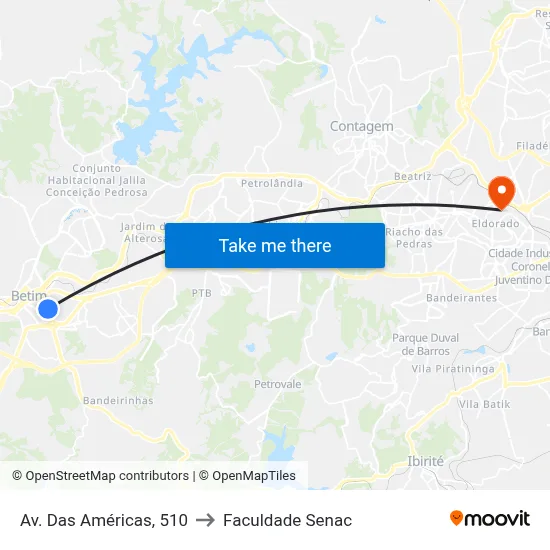 Av. Das Américas, 510 to Faculdade Senac map