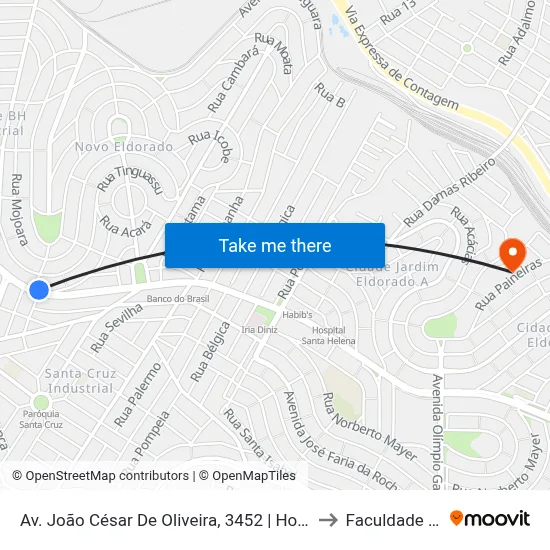 Av. João César De Oliveira, 3452 | Hotel Amsterdam to Faculdade Senac map