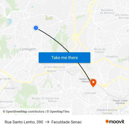 Rua Santo Lenho, 390 to Faculdade Senac map