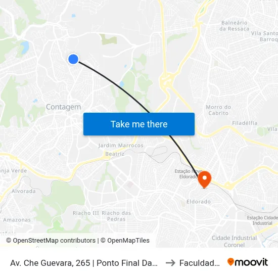 Av. Che Guevara, 265 | Ponto Final Das Linhas 1730 E 1740 to Faculdade Senac map