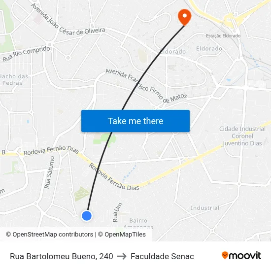Rua Bartolomeu Bueno, 240 to Faculdade Senac map