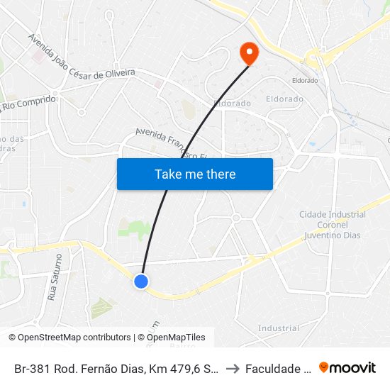 Br-381 Rod. Fernão Dias, Km 479,6 Sul | Mcdonald's to Faculdade Senac map