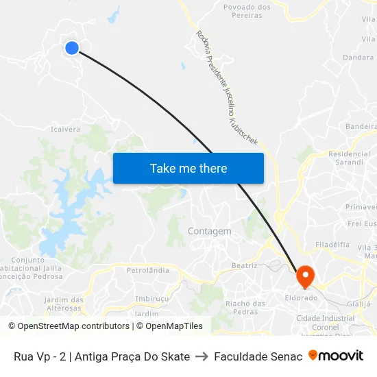 Rua Vp - 2 | Antiga Praça Do Skate to Faculdade Senac map