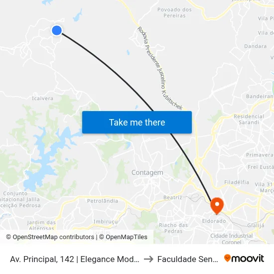 Av. Principal, 142 | Elegance Modas to Faculdade Senac map