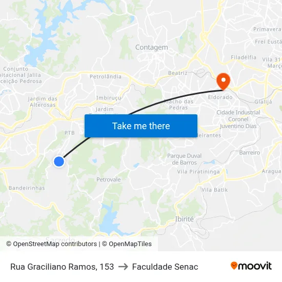 Rua Graciliano Ramos, 153 to Faculdade Senac map