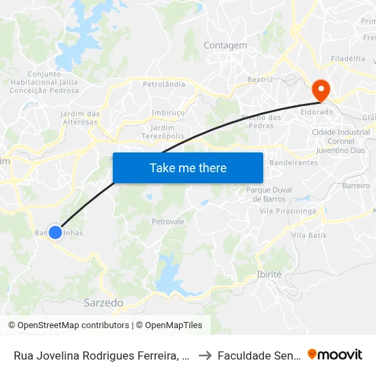 Rua Jovelina Rodrigues Ferreira, 219 to Faculdade Senac map