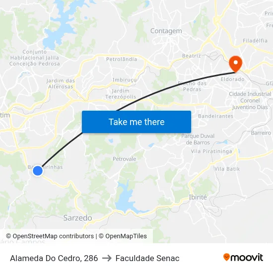 Alameda Do Cedro, 286 to Faculdade Senac map