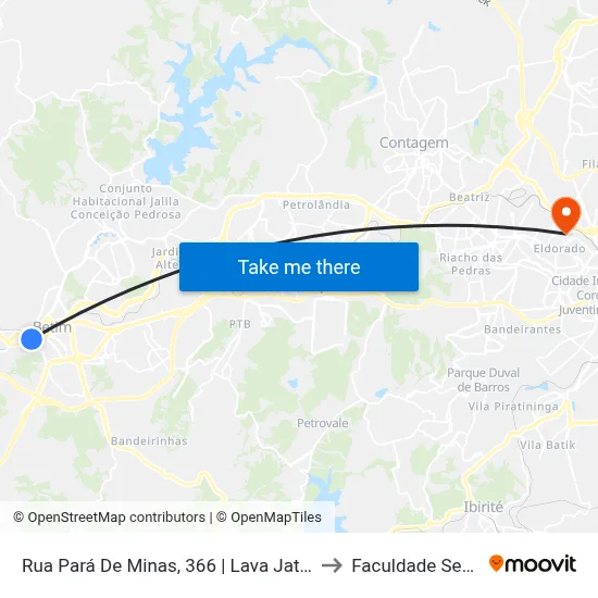 Rua Pará De Minas, 366 | Lava Jato Hd to Faculdade Senac map