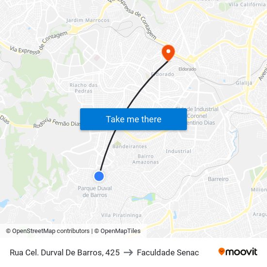 Rua Cel. Durval De Barros, 425 to Faculdade Senac map