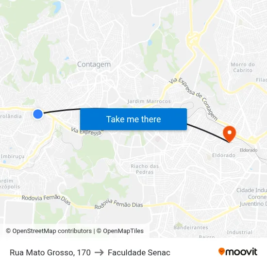 Rua Mato Grosso, 170 to Faculdade Senac map