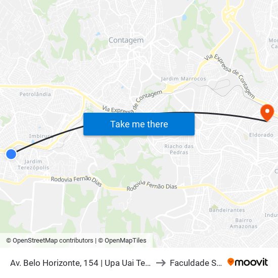Av. Belo Horizonte, 154 | Upa Uai Teresópolis to Faculdade Senac map