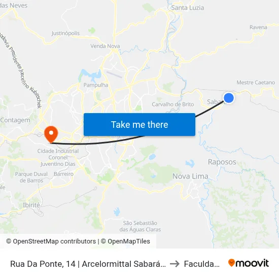 Rua Da Ponte, 14 | Arcelormittal Sabará/Esporte Clube Siderúrgica to Faculdade Senac map