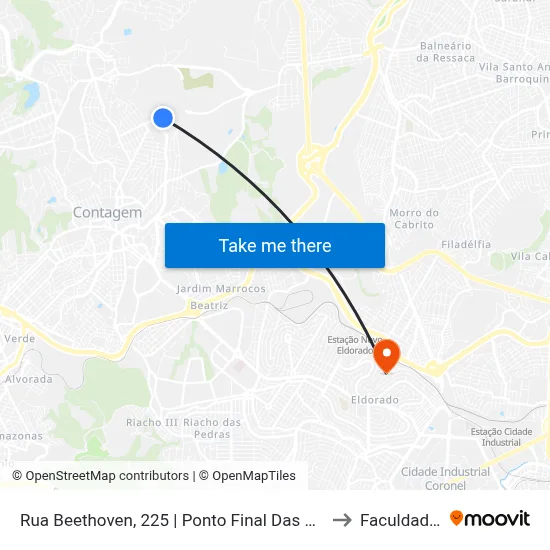 Rua Beethoven, 225 | Ponto Final Das Linhas 2550, 2560 E 2561 to Faculdade Senac map