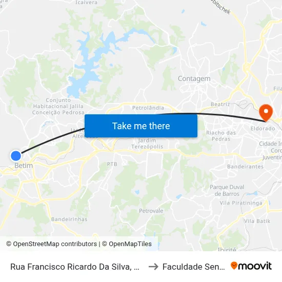 Rua Francisco Ricardo Da Silva, 647 to Faculdade Senac map