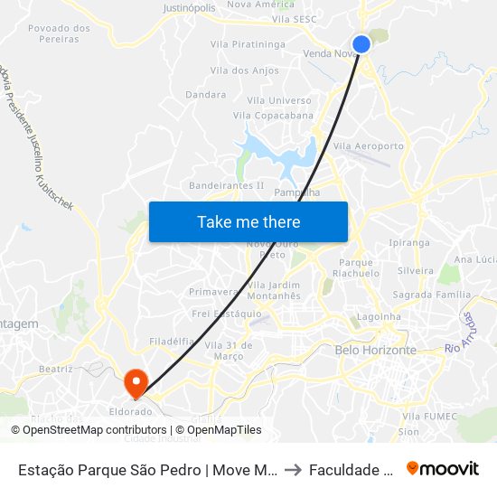 Estação Parque São Pedro | Move Metropolitano to Faculdade Senac map