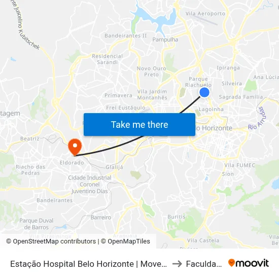 Estação Hospital Belo Horizonte | Move Metropolitano - Sentido Centro to Faculdade Senac map