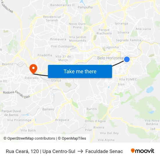 Rua Ceará, 120 | Upa Centro-Sul to Faculdade Senac map