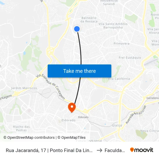Rua Jacarandá, 17 | Ponto Final Da Linha 2110 No Jardim Laguna to Faculdade Senac map