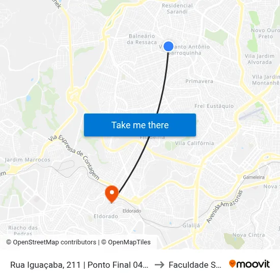 Rua Iguaçaba, 211 | Ponto Final 0402 0403 to Faculdade Senac map
