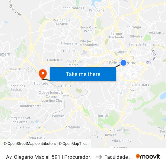 Av. Olegário Maciel, 591 | Procuradoria Da Justiça 1 to Faculdade Senac map