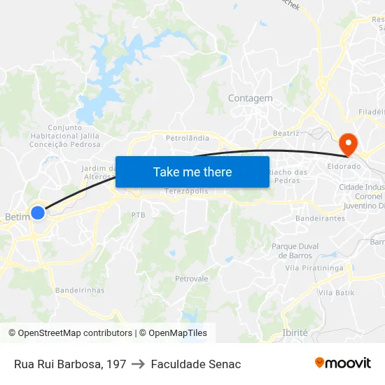 Rua Rui Barbosa, 197 to Faculdade Senac map