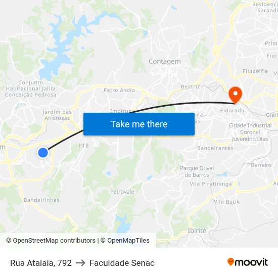Rua Atalaia, 792 to Faculdade Senac map