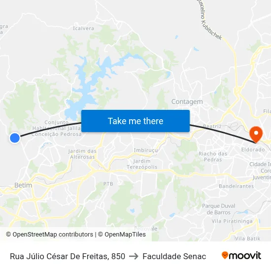 Rua Júlio César De Freitas, 850 to Faculdade Senac map