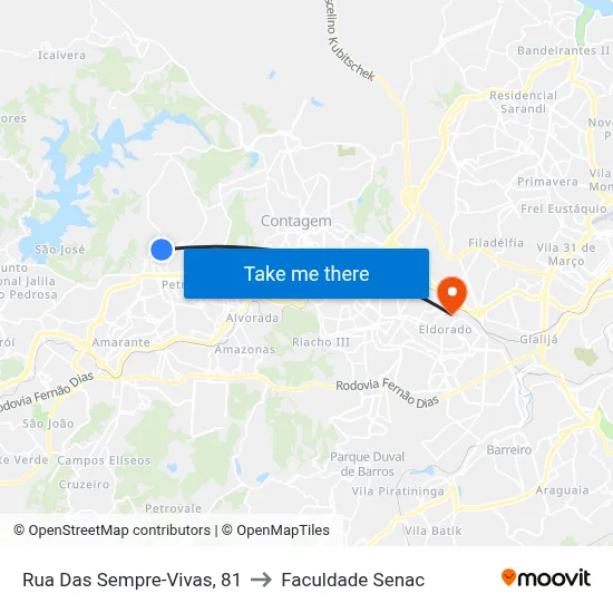 Rua Das Sempre-Vivas, 81 to Faculdade Senac map