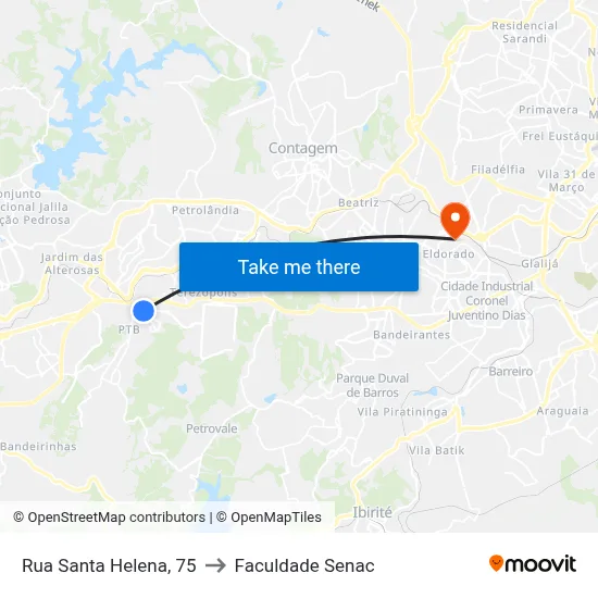 Rua Santa Helena, 75 to Faculdade Senac map