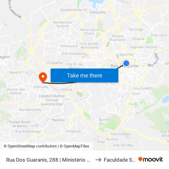 Rua Dos Guaranis, 288 | Ministério Da Saúde 3 to Faculdade Senac map