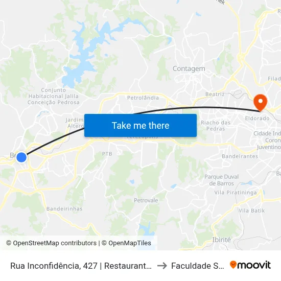 Rua Inconfidência, 427 | Restaurante Popular to Faculdade Senac map