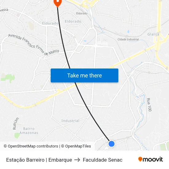 Estação Barreiro | Embarque to Faculdade Senac map