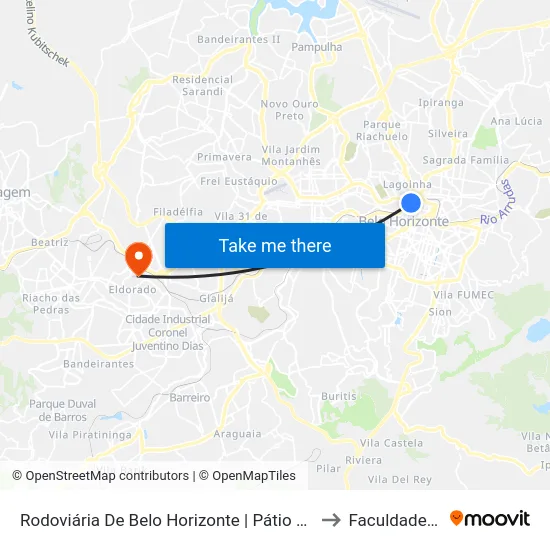 Rodoviária De Belo Horizonte | Pátio Externo - Ponto 4 to Faculdade Senac map