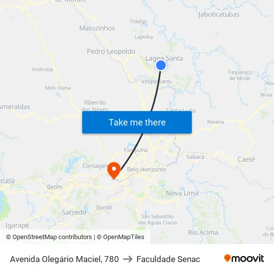 Avenida Olegário Maciel, 780 to Faculdade Senac map