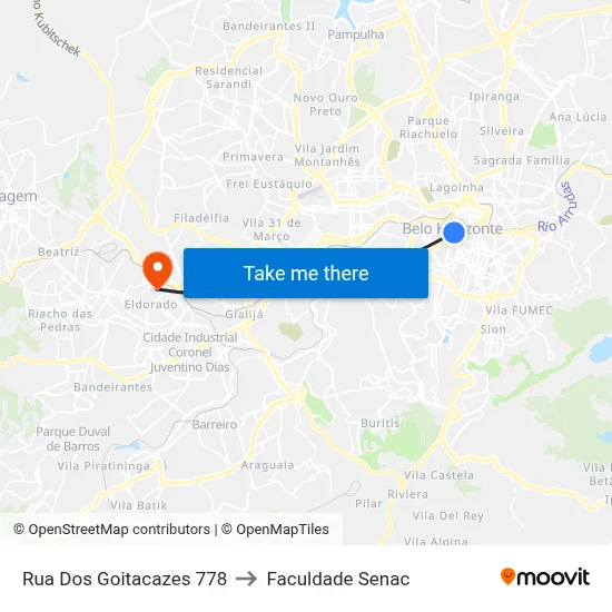 Rua Dos Goitacazes 778 to Faculdade Senac map