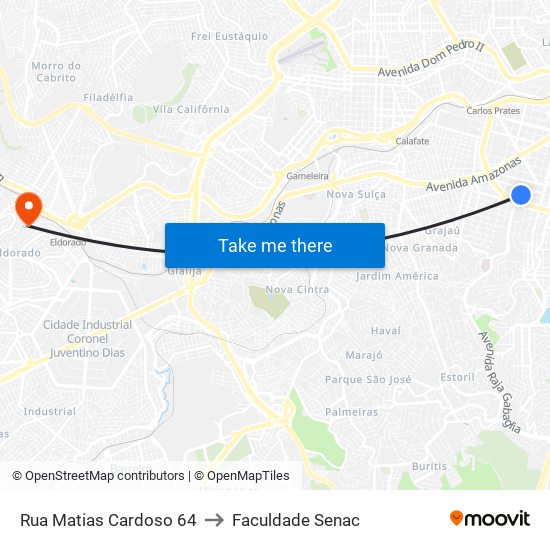 Rua Matias Cardoso 64 to Faculdade Senac map