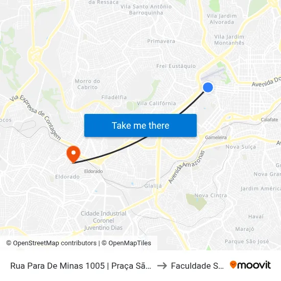 Rua Para De Minas 1005 | Praça São Vicente to Faculdade Senac map