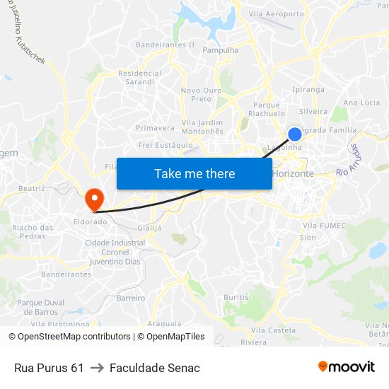 Rua Purus 61 to Faculdade Senac map