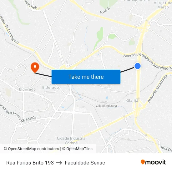 Rua Farias Brito 193 to Faculdade Senac map