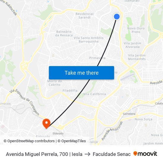 Avenida Miguel Perrela, 700 | Iesla to Faculdade Senac map