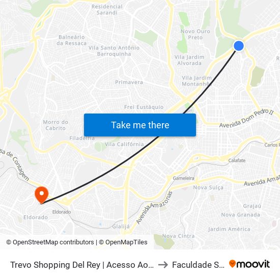 Trevo Shopping Del Rey | Acesso Ao Shopping to Faculdade Senac map