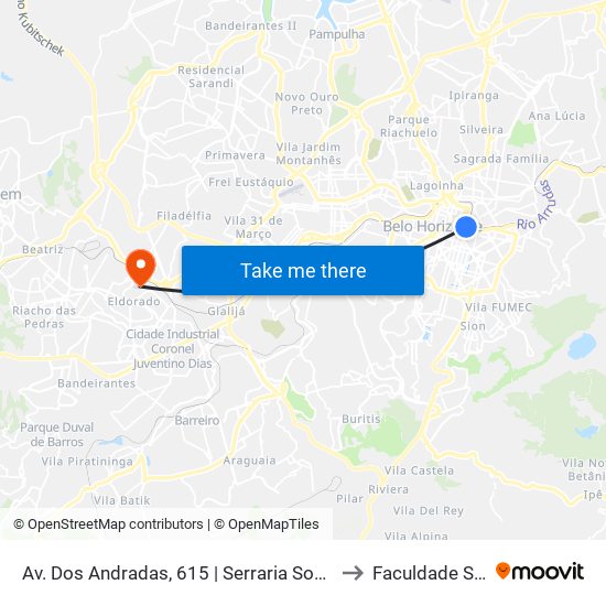 Av. Dos Andradas, 615 | Serraria Souza Pinto 2 to Faculdade Senac map