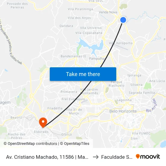 Av. Cristiano Machado, 11586 | Mac Donald's to Faculdade Senac map