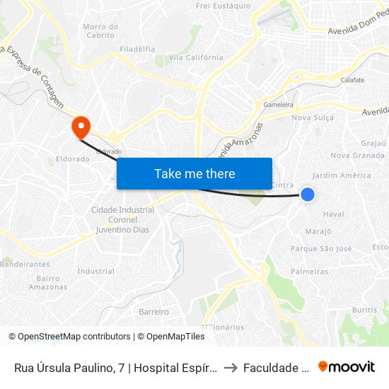 Rua Úrsula Paulino, 7 | Hospital Espírita André Luiz to Faculdade Senac map