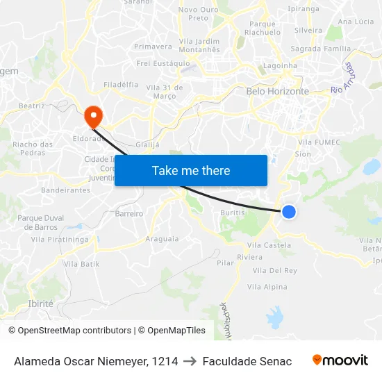 Alameda Oscar Niemeyer, 1214 to Faculdade Senac map
