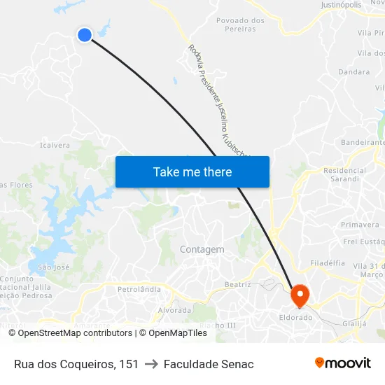 Rua dos Coqueiros, 151 to Faculdade Senac map