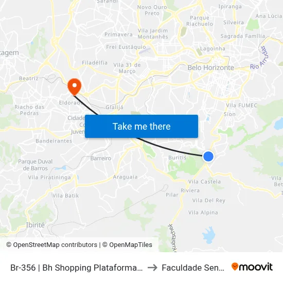 Br-356 | Bh Shopping Plataforma C to Faculdade Senac map