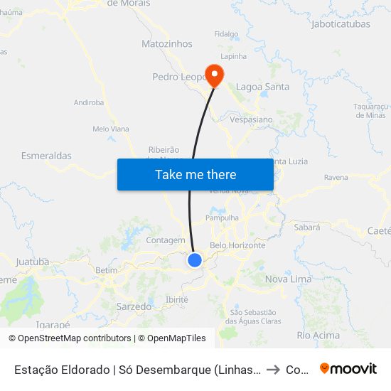 Estação Eldorado | Só Desembarque (Linhas Encerrando Viagem) to Confins map