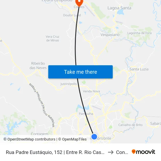 Rua Padre Eustáquio, 152 | Entre R. Rio Casca e Tremedal to Confins map