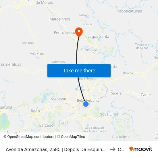 Avenida Amazonas, 2585 | Depois Da Esquina Com Contorno (Posto De Combustível) to Confins map
